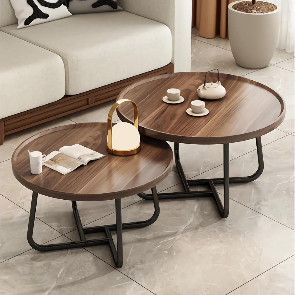 Nesting Coffee Tables, Set of 2 – Walnut & Black – view 2