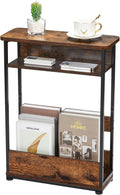 Narrow 2-Tier Side Table with Storage Shelf – Rustic Brown