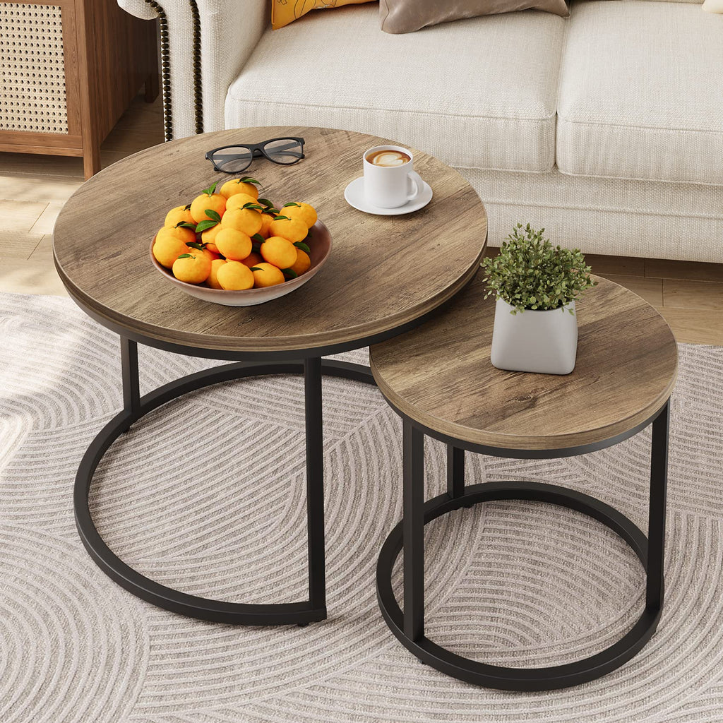 Nesting Coffee Tables, Set of 2 – Walnut & Black – view 3