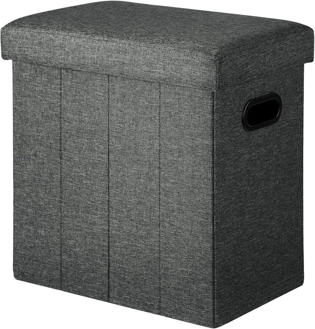 Folding Storage Ottoman – Grey Fabric – view 2