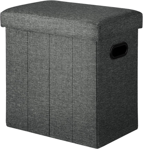 Folding Storage Ottoman – Grey Fabric – view 2