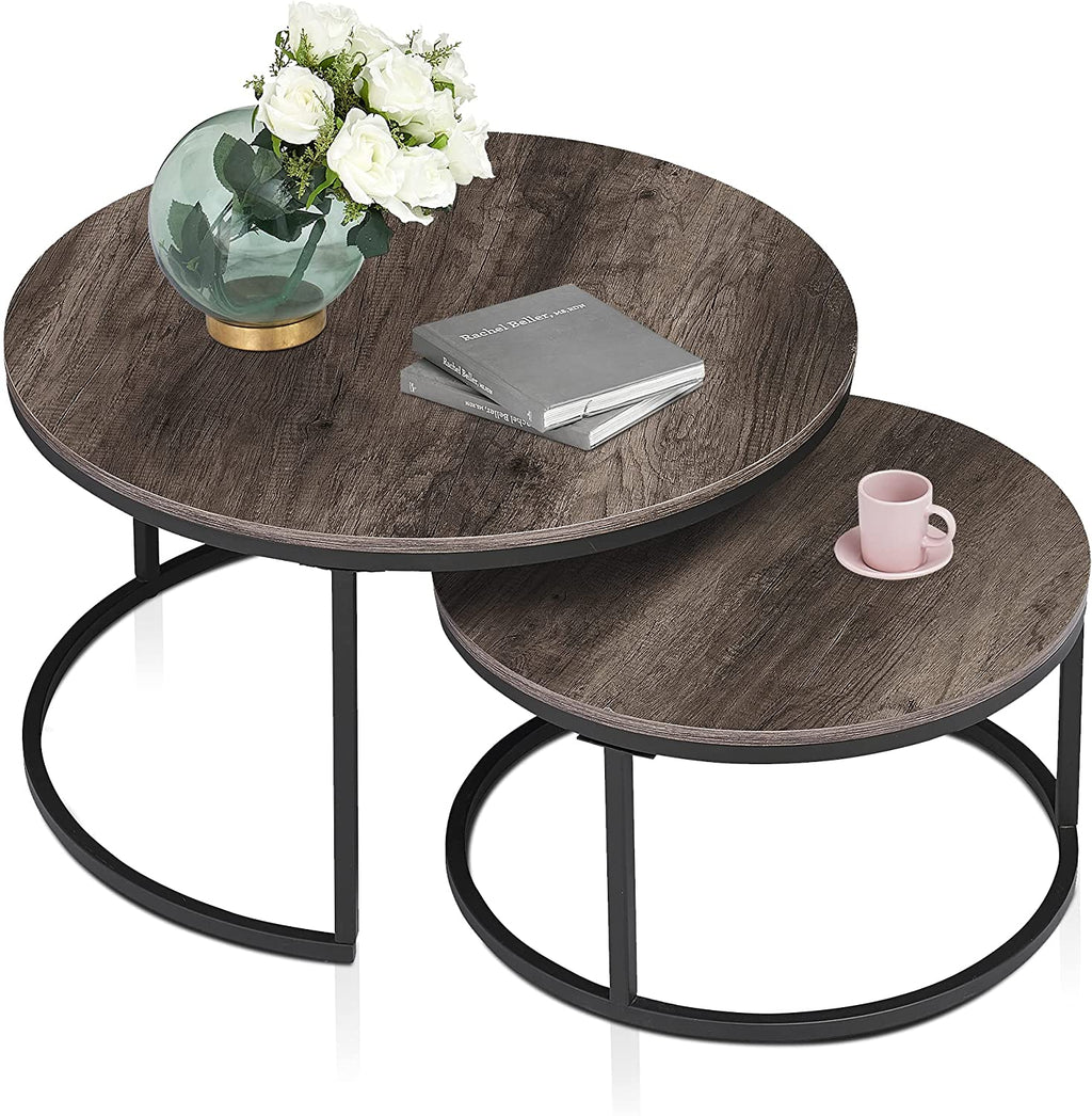 Nesting Coffee Tables, Set of 2 – Walnut & Black – view 4